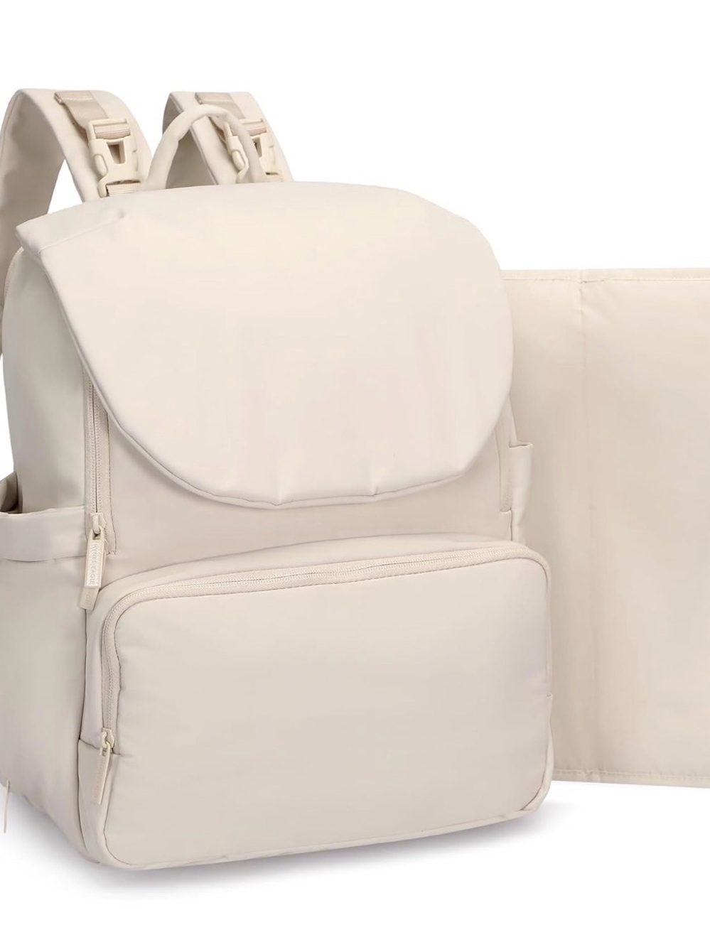 Cream Women's Convertible Backpack Diaper Bag - Lightweight Travel Tote
